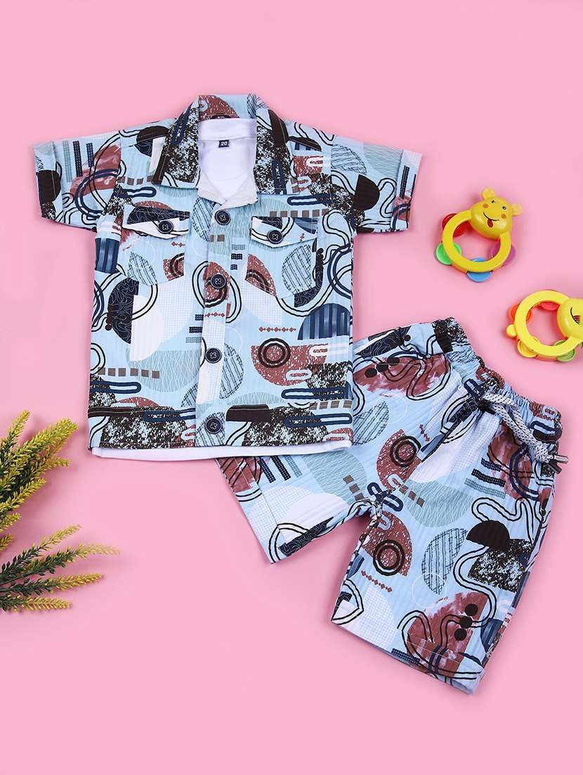 boys printed shirt and shorts set