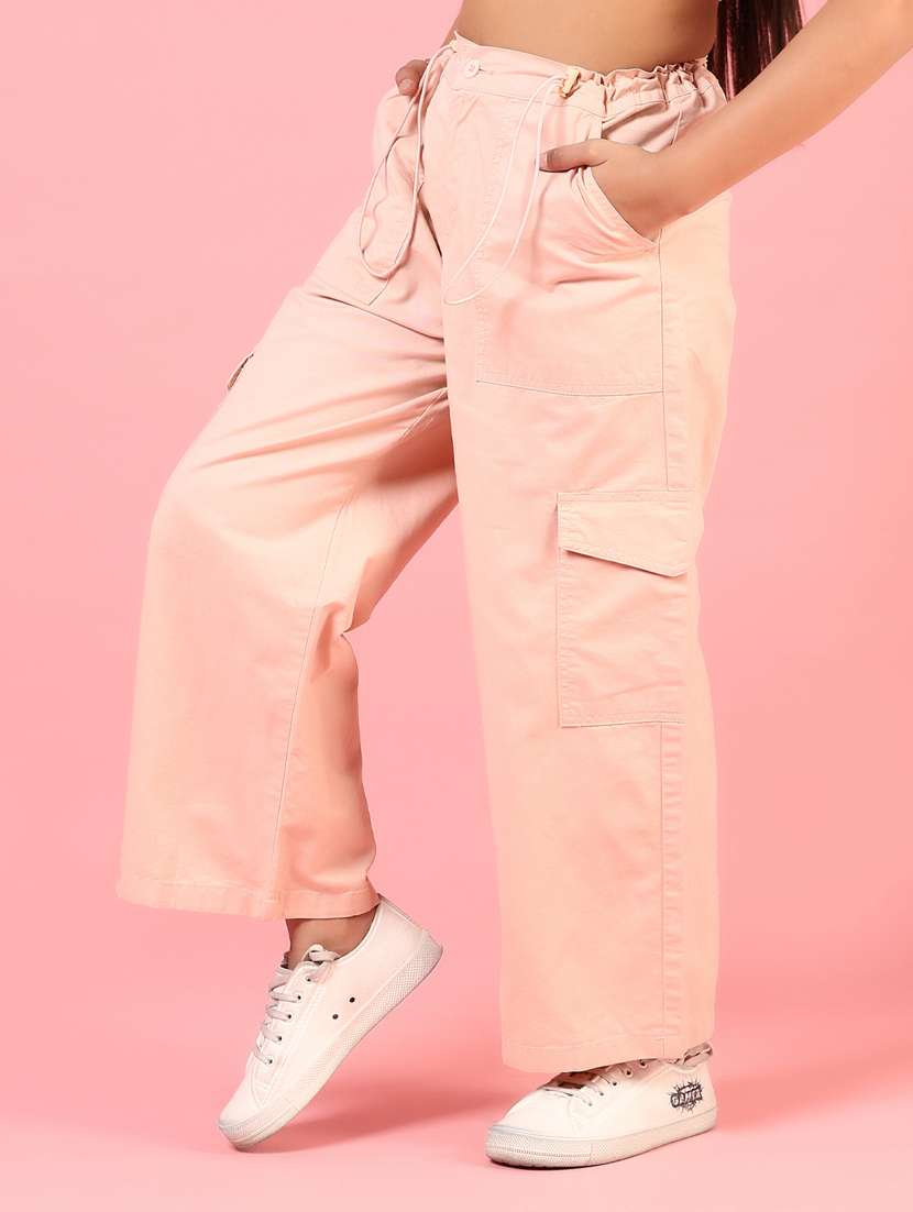 girls solid high rise cargo - 21707411 -  Standard Image - 2