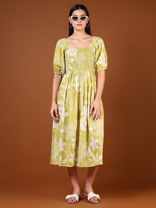 women floral printed puff sleeves dress - 21707443 - Standard Image - 0