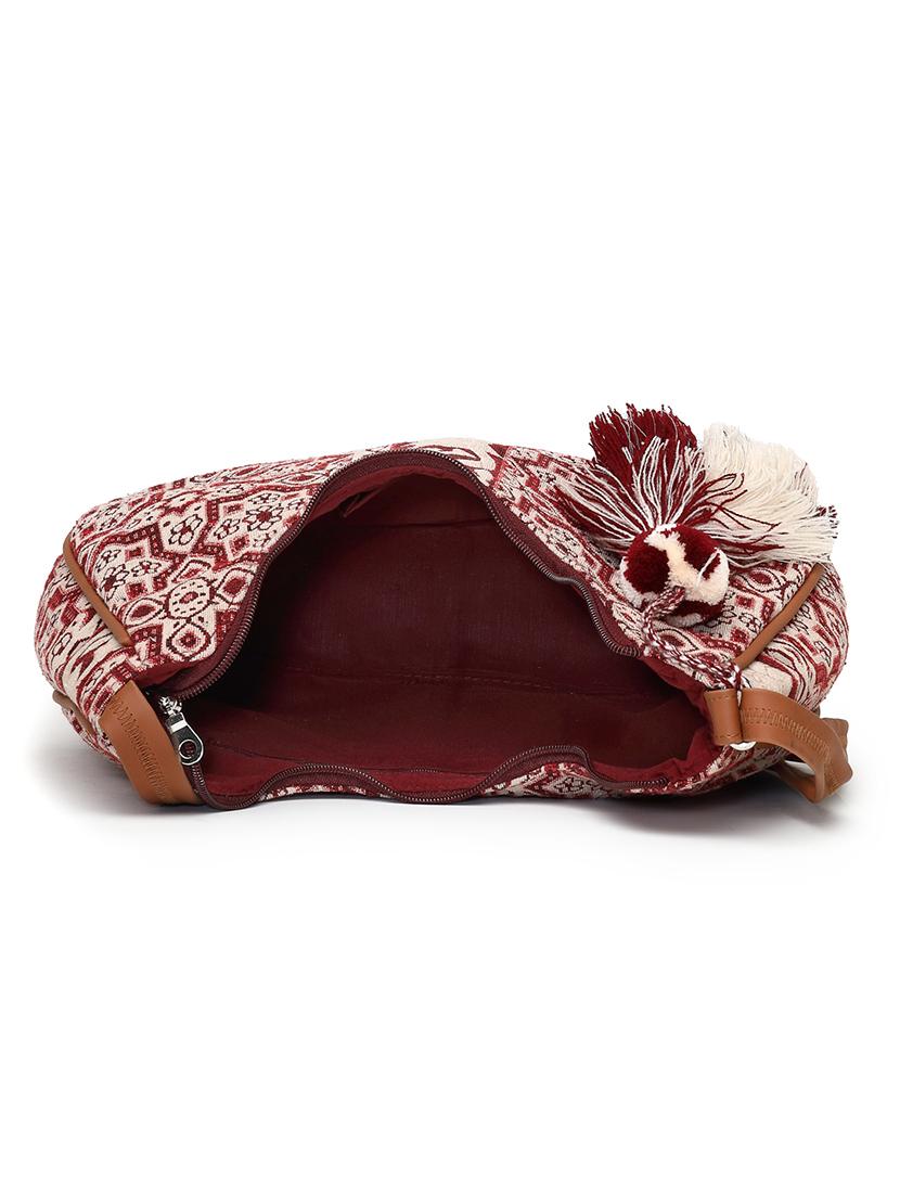 women maroon floral sling bag - 21707564 - Standard Image - 2