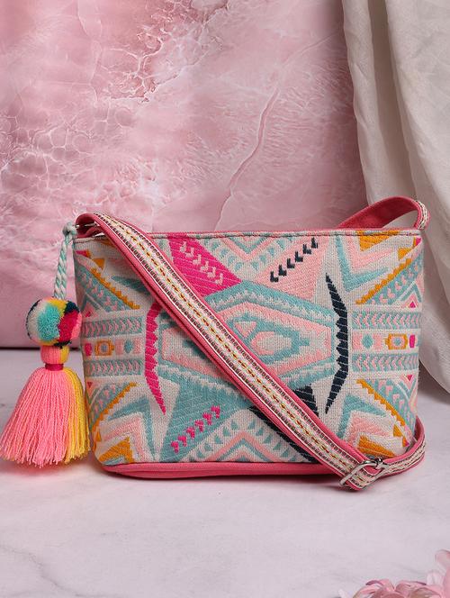 women pink self design sling bag - 21707566 -  Standard Image - 0