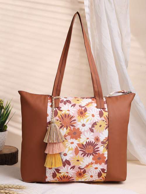women printed zip closure tote bag - 21707585 -  Standard Image - 0
