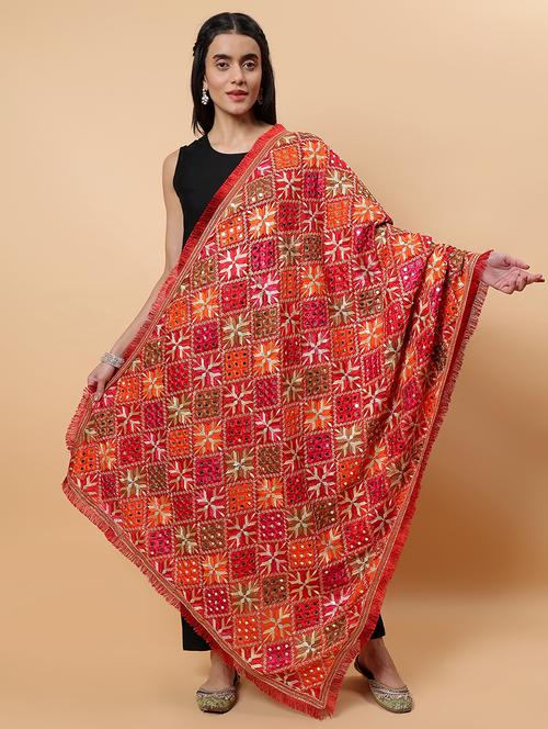 women phulkari dupatta with mirror work - 21707675 -  Standard Image - 0