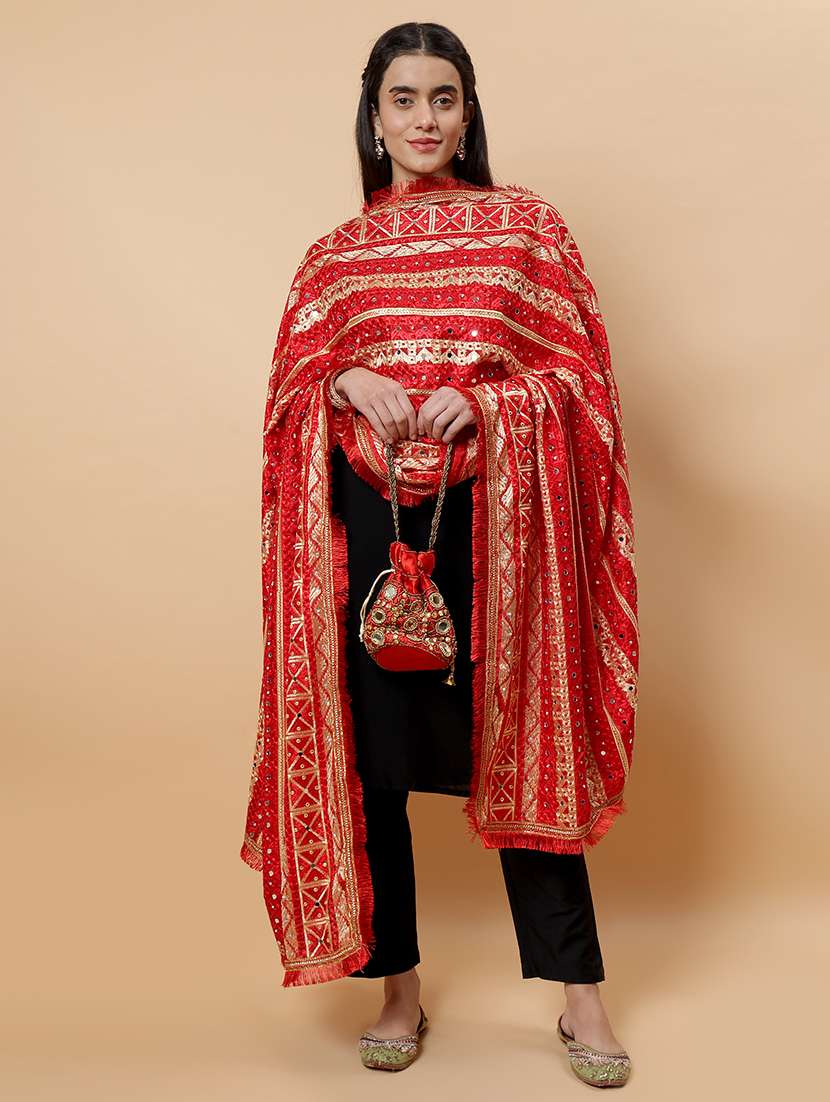 women phulkari dupatta with mirror work - 21707678 -  Standard Image - 2