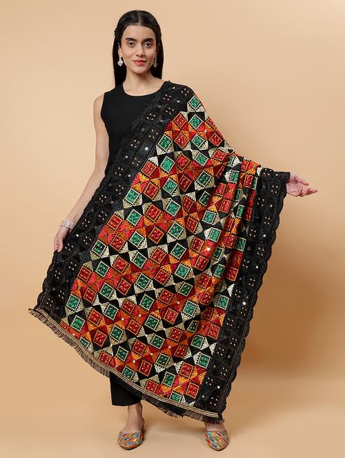 women phulkari dupatta with mirror work - 21707681 - Standard Image - 0
