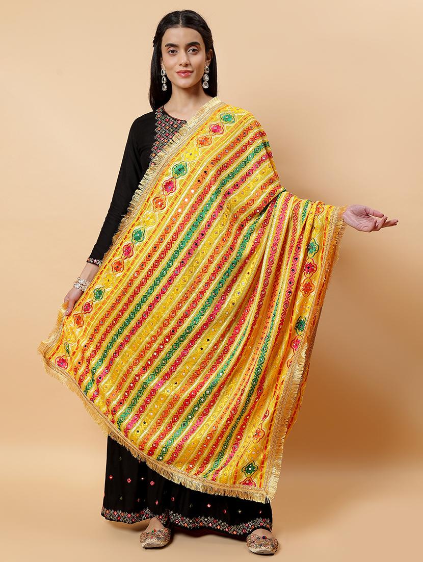 women phulkari dupatta with mirror work - 21707682 - Zoom Image - 0