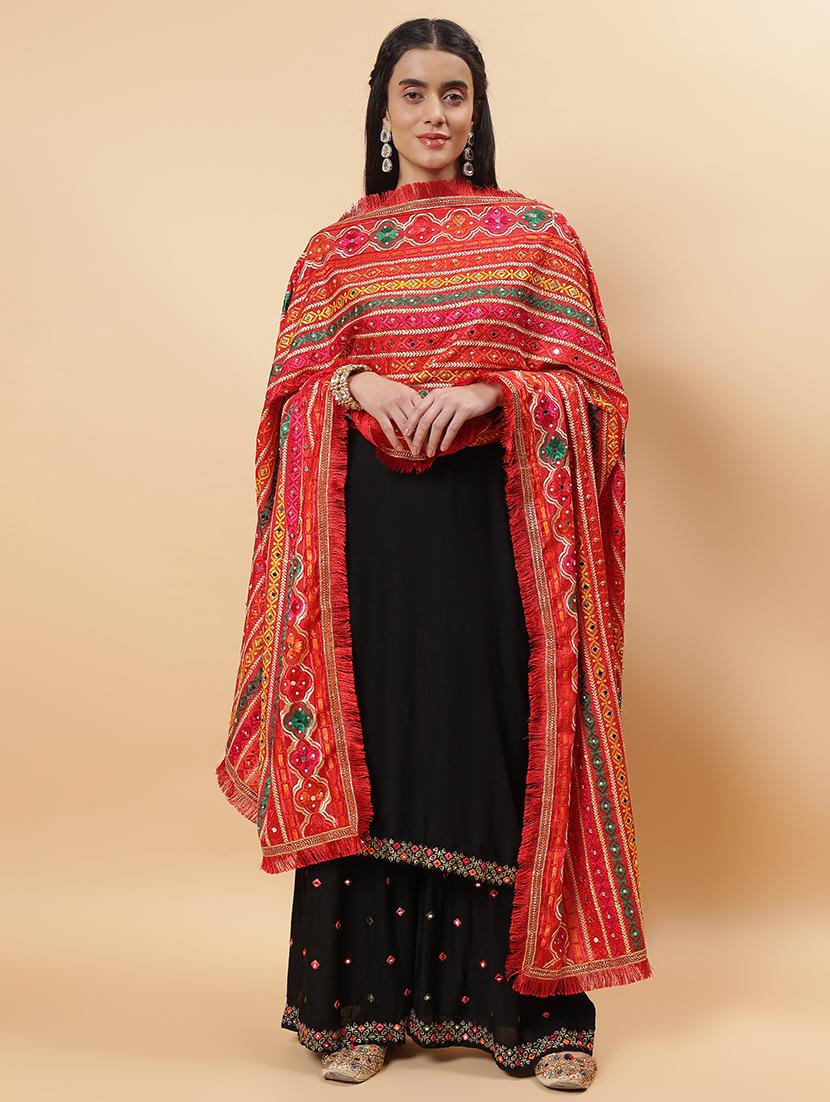 women phulkari dupatta with mirror work - 21707683 - Standard Image - 2