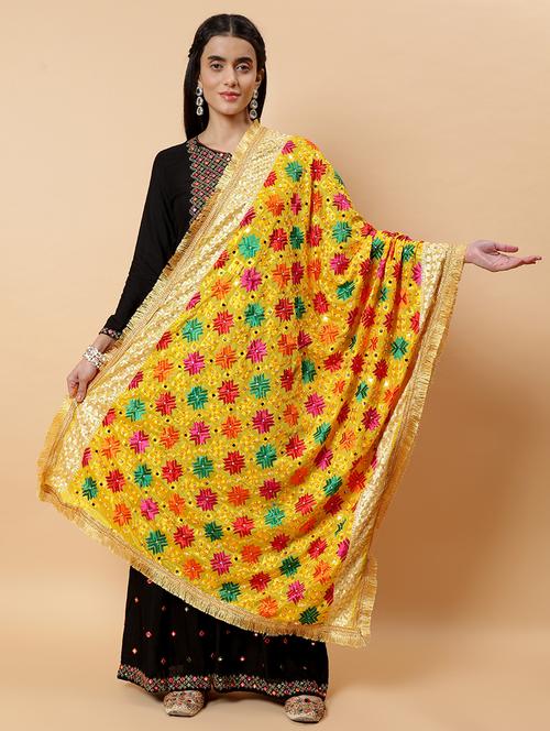 women phulkari dupatta with mirror work - 21707685 - Standard Image - 0