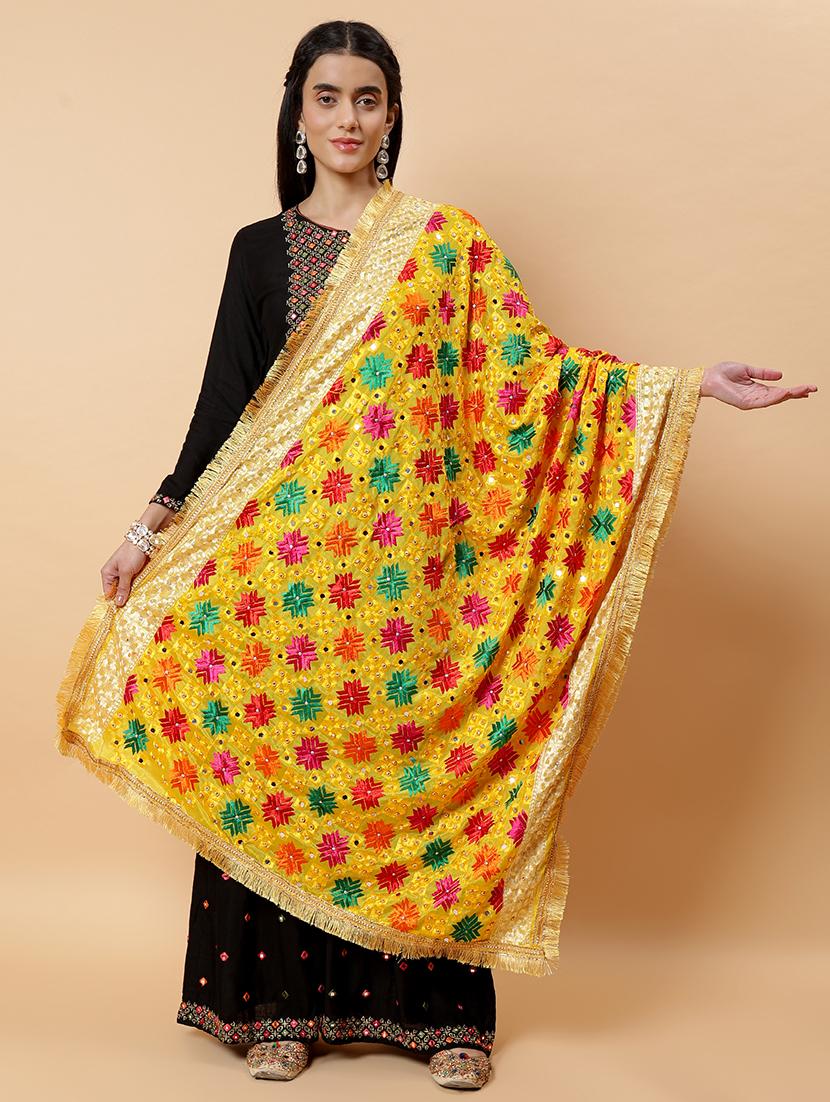 women phulkari dupatta with mirror work - 21707685 - Zoom Image - 0