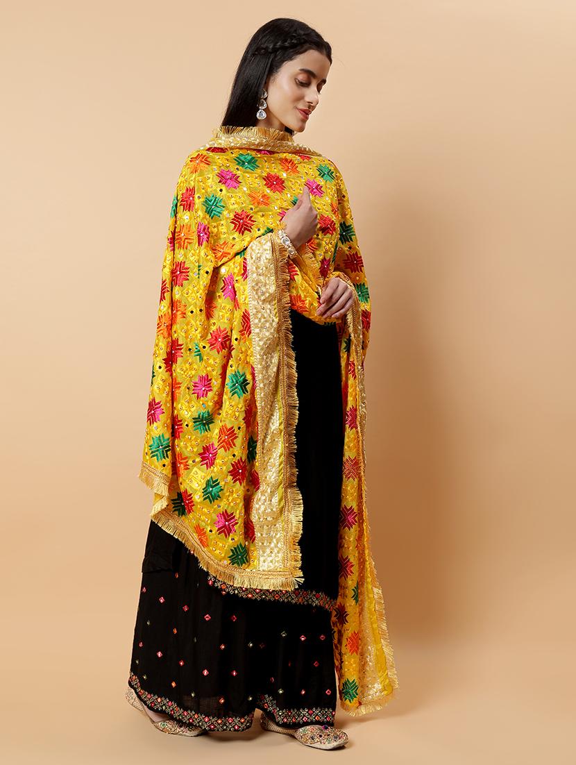 women phulkari dupatta with mirror work - 21707685 - Standard Image - 2