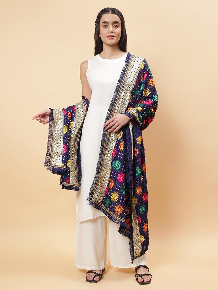 women phulkari dupatta with mirror work - 21707687 - Standard Image - 2
