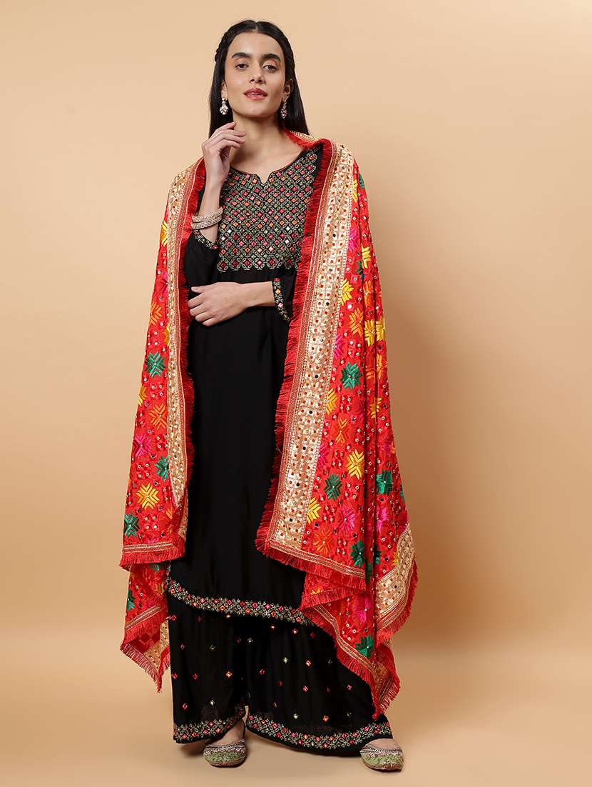women phulkari dupatta with mirror work - 21707688 -  Standard Image - 2