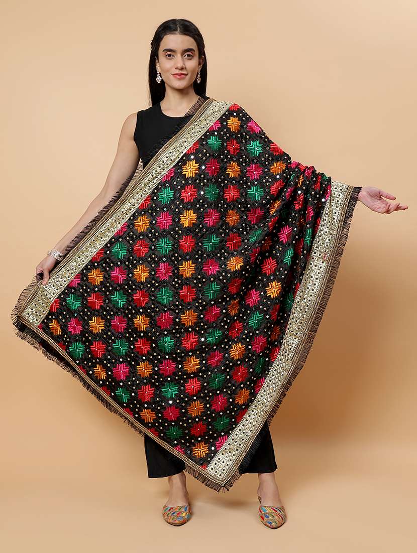 women phulkari dupatta with mirror work - 21707689 - Zoom Image - 0