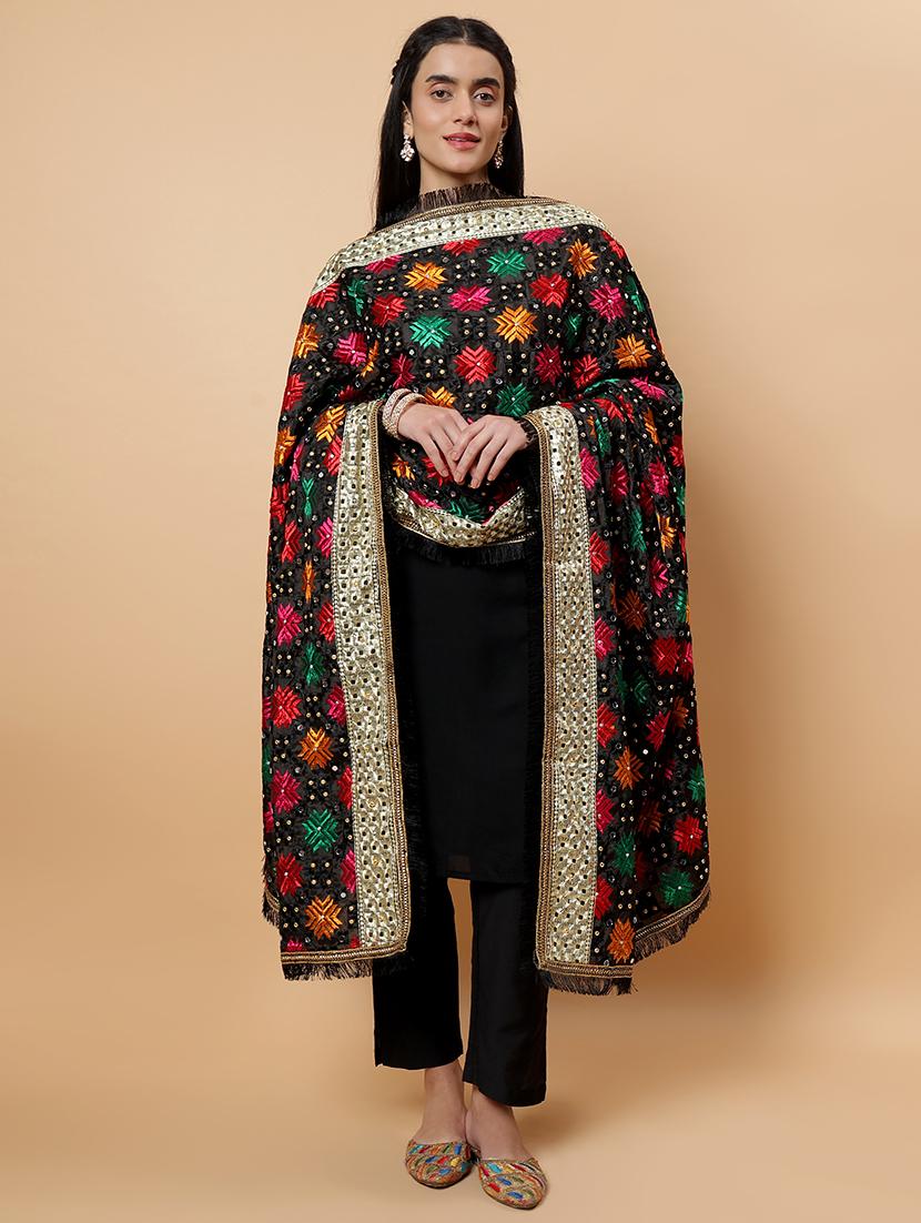 women phulkari dupatta with mirror work - 21707689 - Standard Image - 2