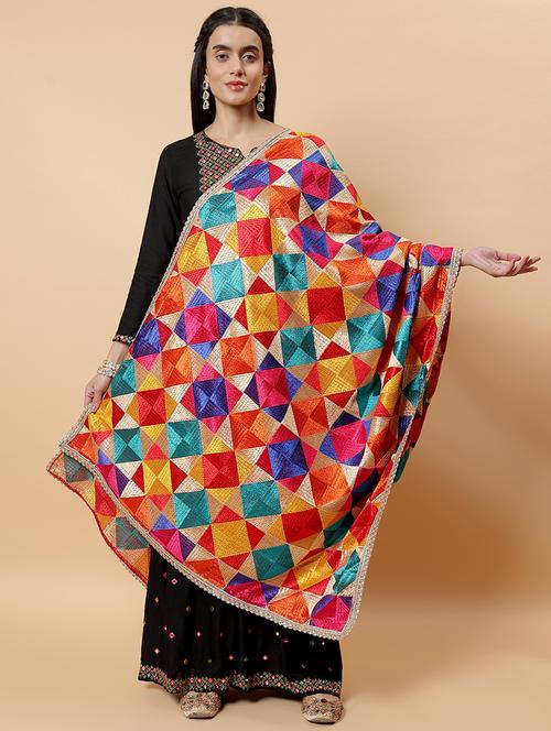 women multicolour phulkari bagh dupatta - 21707691 -  Standard Image - 0