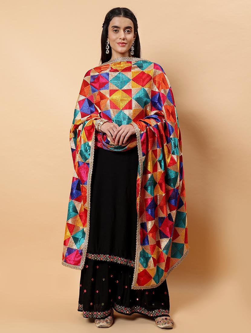 women multicolour phulkari bagh dupatta - 21707691 - Standard Image - 2