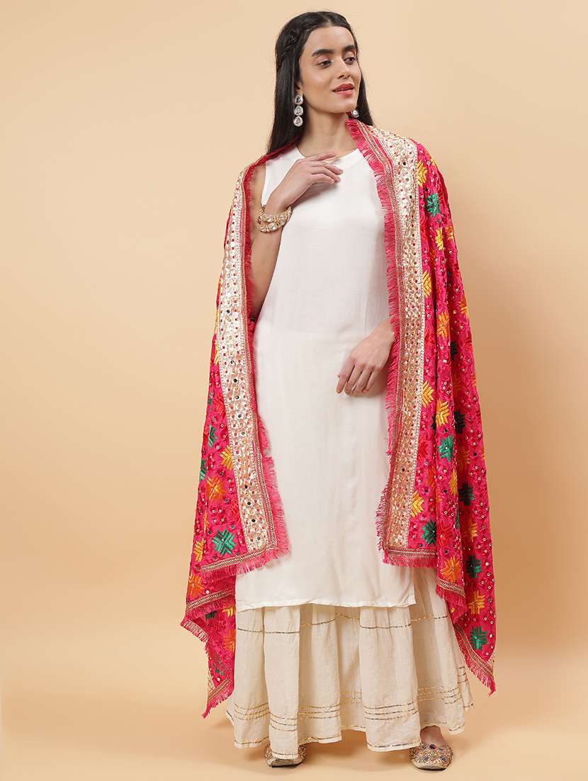 women phulkari dupatta with mirror work - 21707697 -  Standard Image - 2