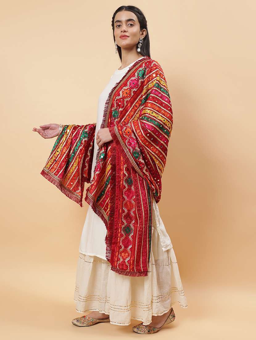 women phulkari dupatta with mirror work - 21707698 -  Standard Image - 2