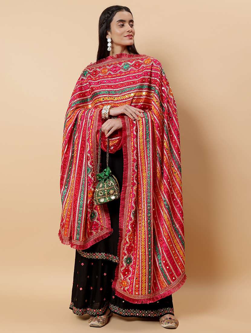 women phulkari dupatta with mirror work - 21707699 -  Standard Image - 2
