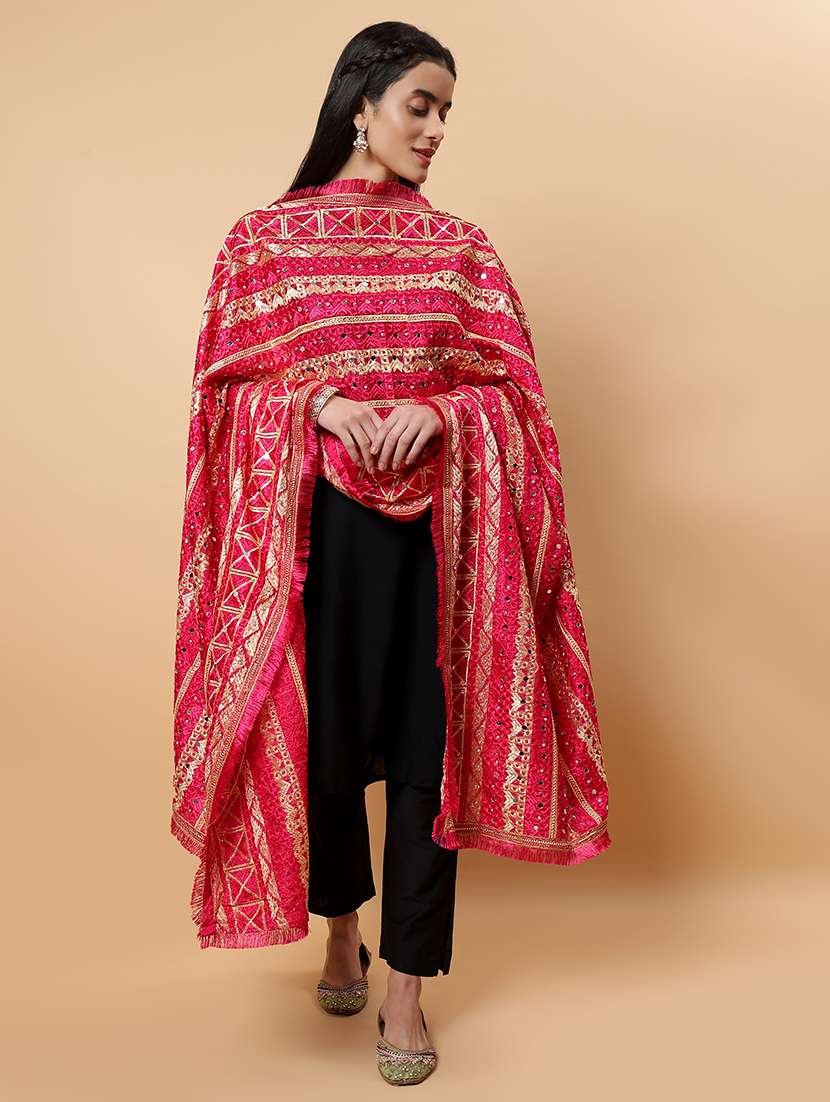 women phulkari dupatta with mirror work - 21707704 -  Standard Image - 2