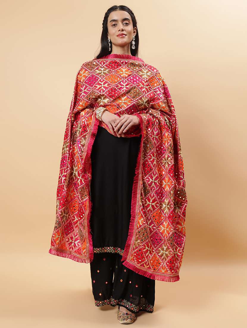 women phulkari dupatta with mirror work - 21707706 -  Standard Image - 2