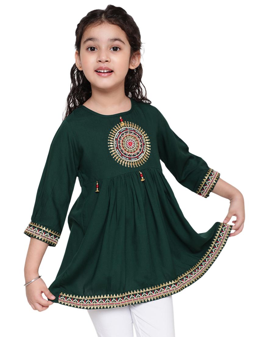 girls embroidered round neck top - 21707976 - Standard Image - 2