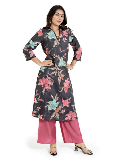 women printed three quarter sleeve staright kurta - 21708127 - Standard Image - 0