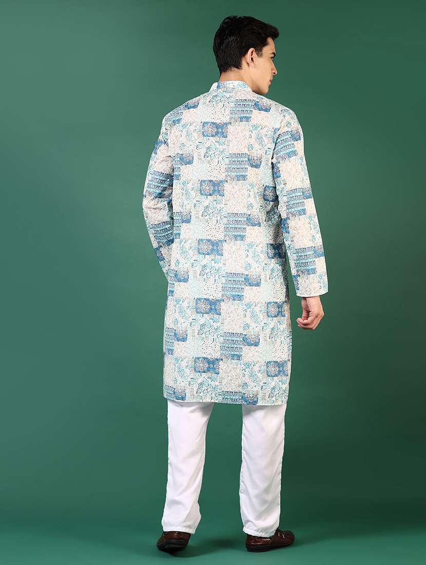 men printed long sleeves kurta pyjama set - 21708271 -  Standard Image - 2