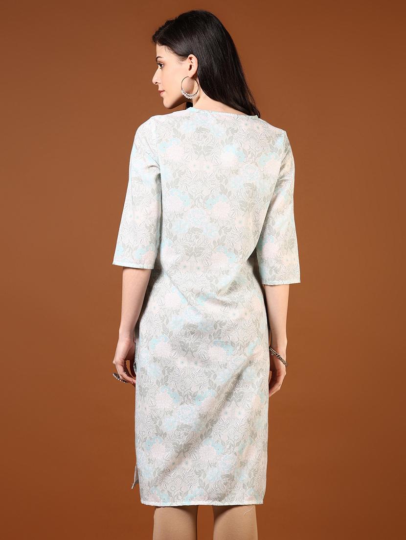 women printed notch neck straight kurta - 21708314 - Standard Image - 2