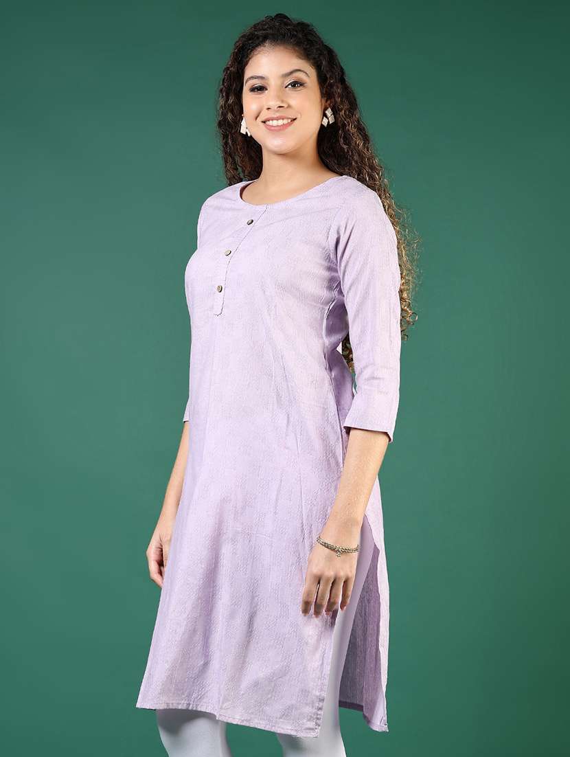 women self designed round neck straight kurta - 21708364 -  Standard Image - 2