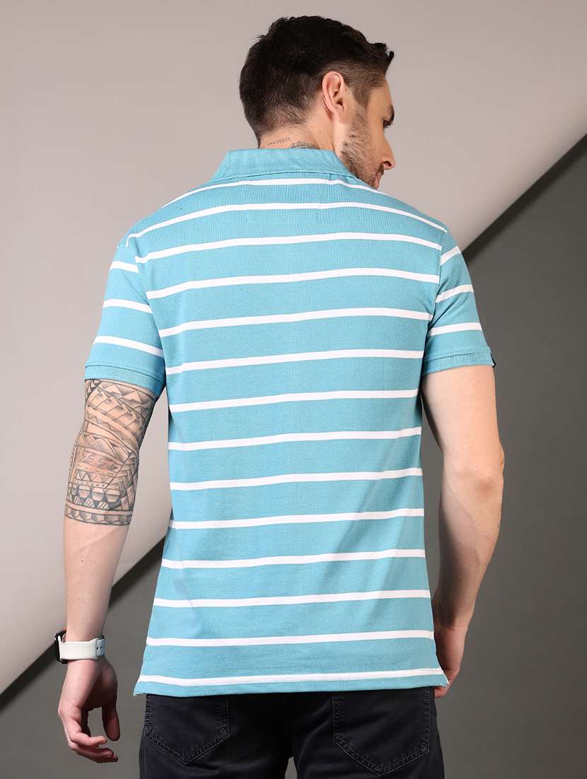 men striped short sleeve regular fit polo t-shirt - 21708370 -  Standard Image - 2