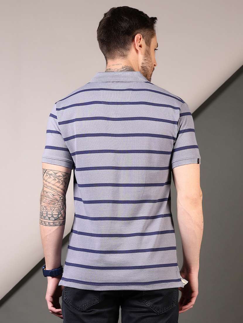 men striped short sleeve regular fit polo t-shirt - 21708373 - Standard Image - 2