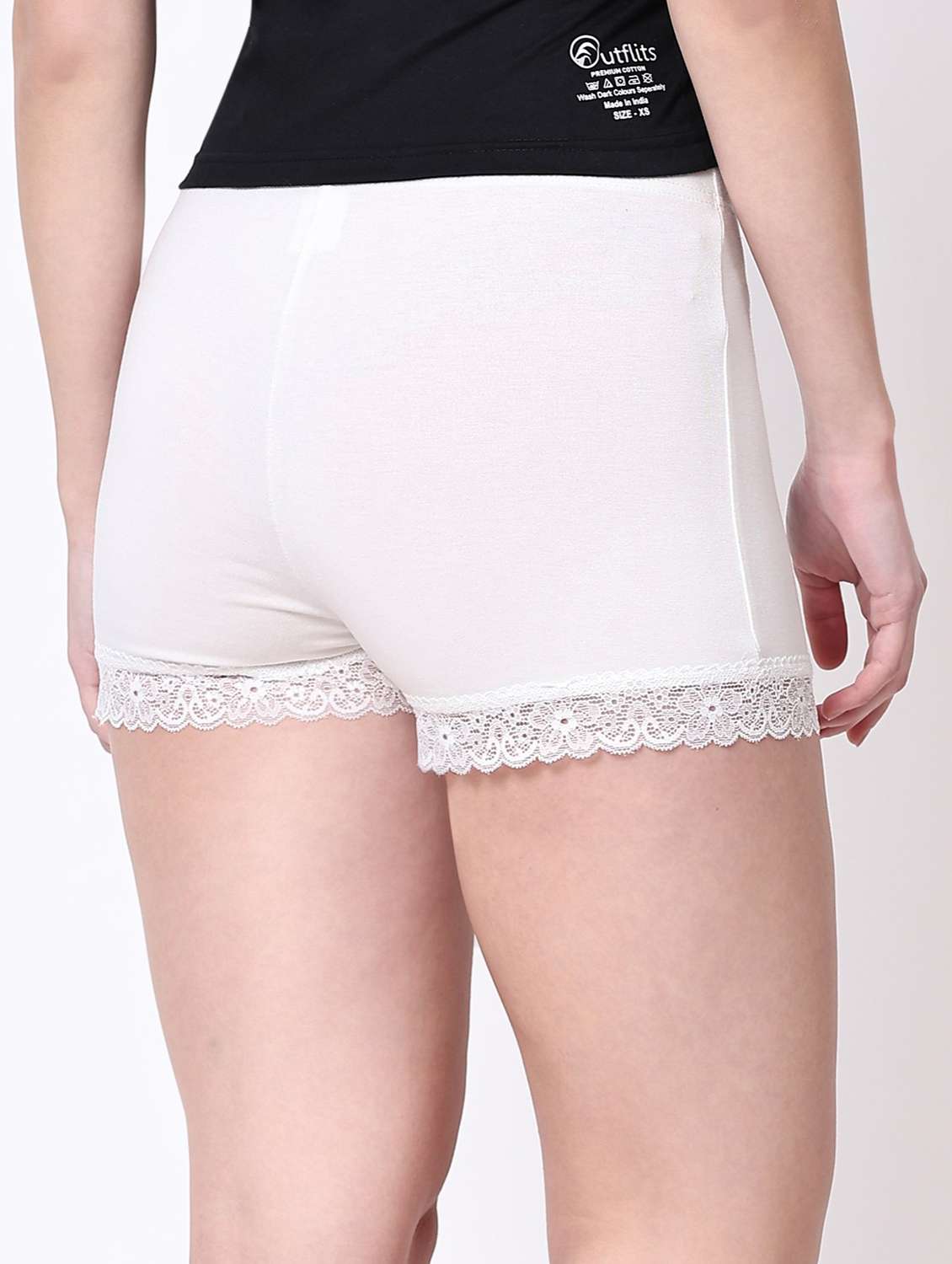 women mid rise solid lace detailed loungewear shorts - 21708568 -  Standard Image - 2