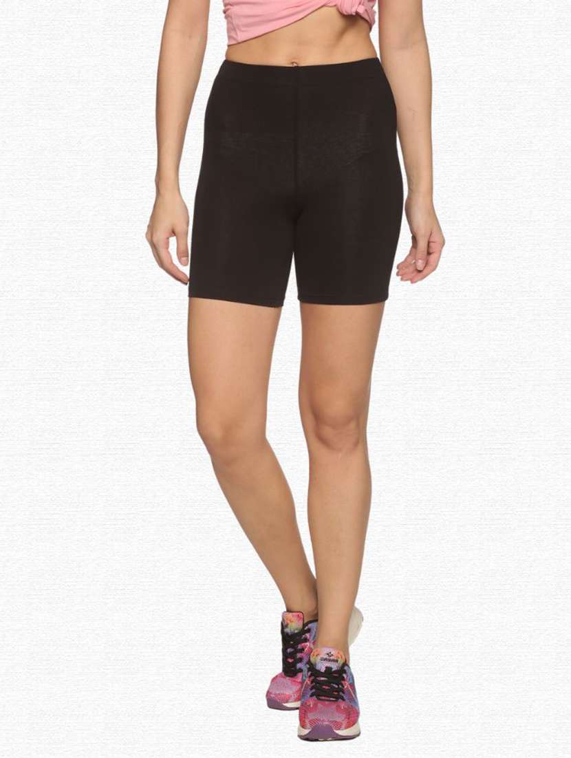 women mid rise solid cycling shorts 