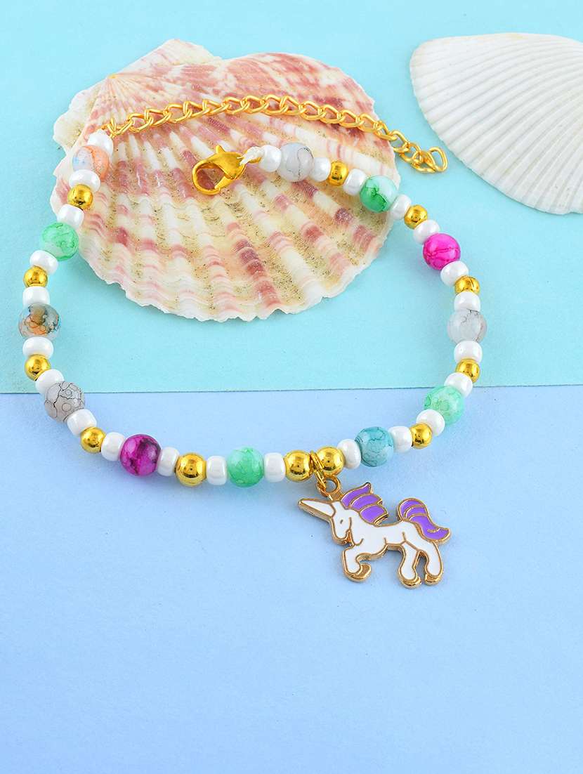 women multi color pearl beaded link bracelets