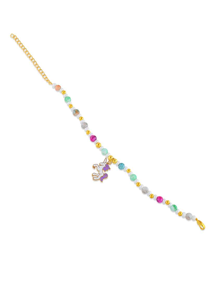 women multi color pearl beaded link bracelets - 21709021 -  Standard Image - 2