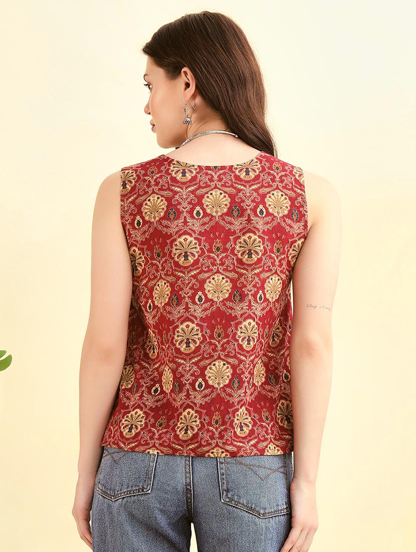 women floral printed round neck regular top - 21709137 - Standard Image - 2