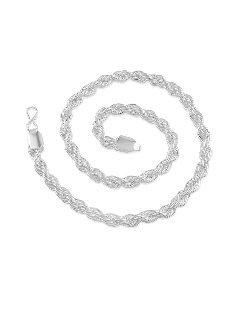 men silver plated rope style chain necklace - 21709144 -  Standard Image - 2