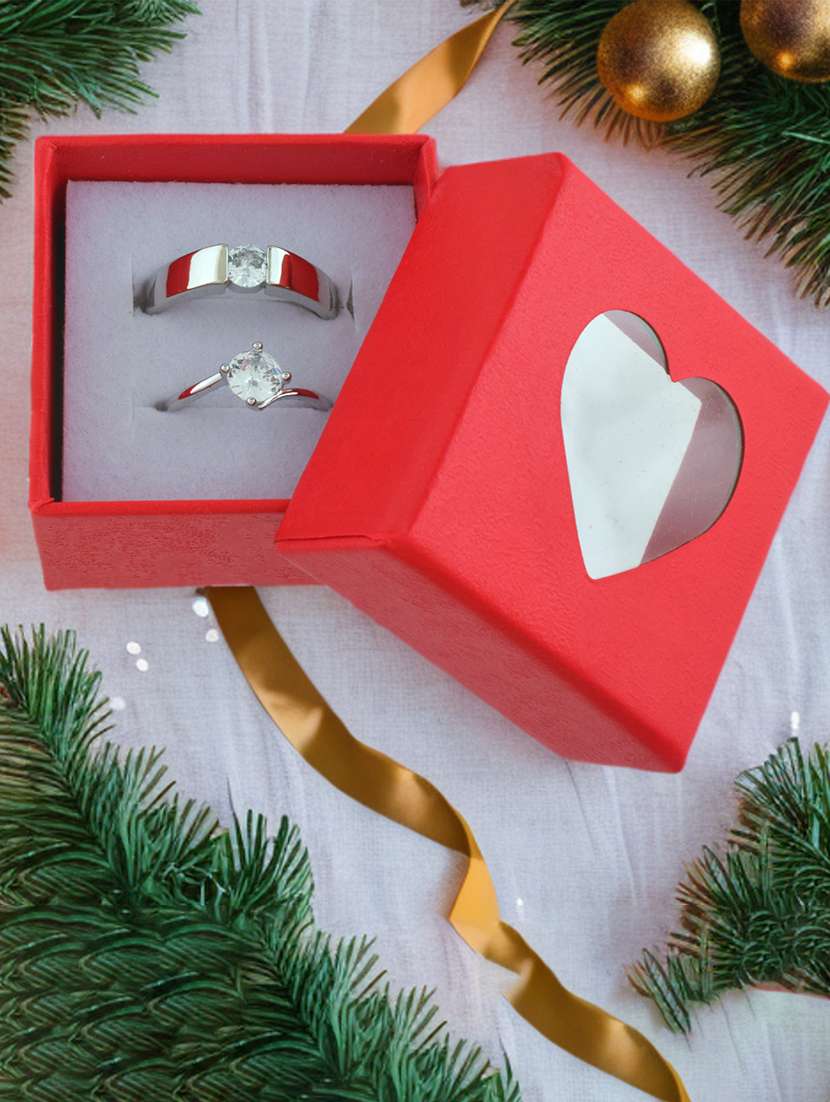 silver plated couple ring combo