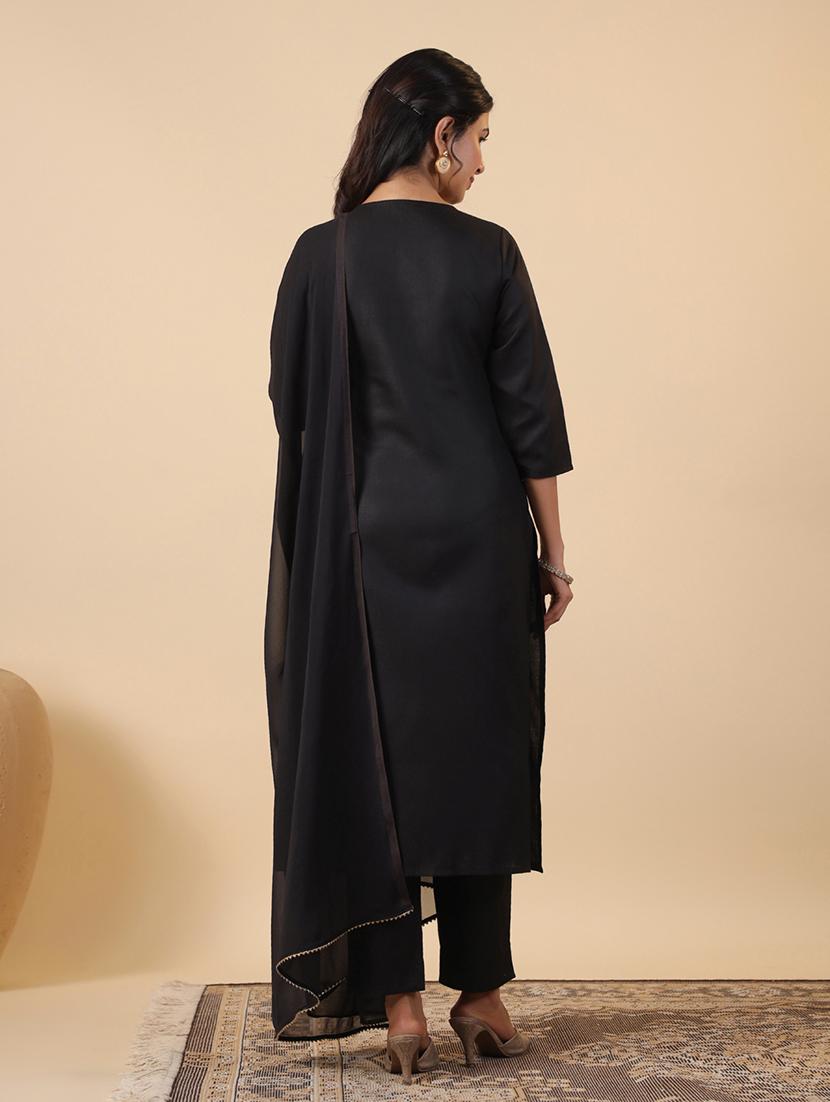 women three quarter sleeve kurta pant with dupatta set - 21709505 - Standard Image - 2