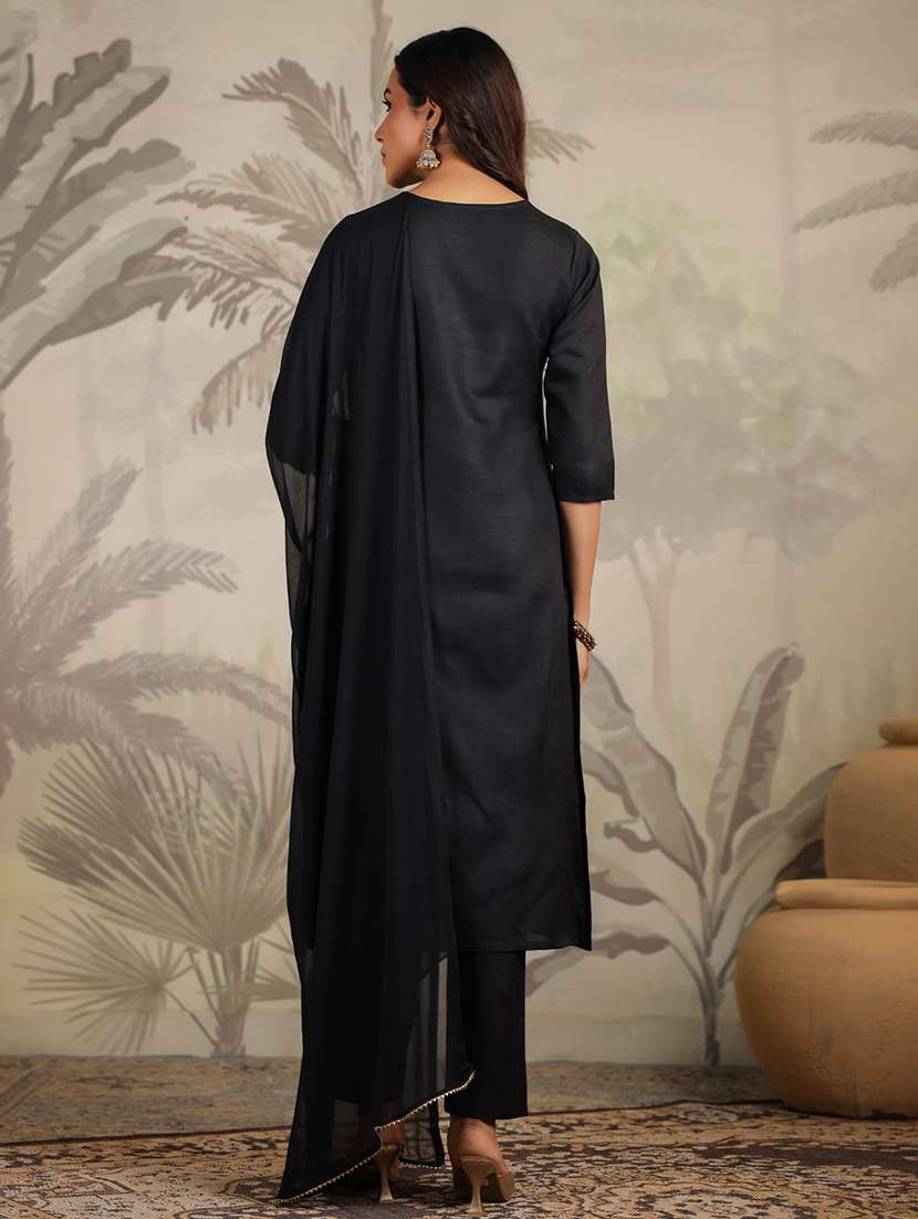 women three quarter sleeve kurta pant with dupatta set - 21709508 -  Standard Image - 2