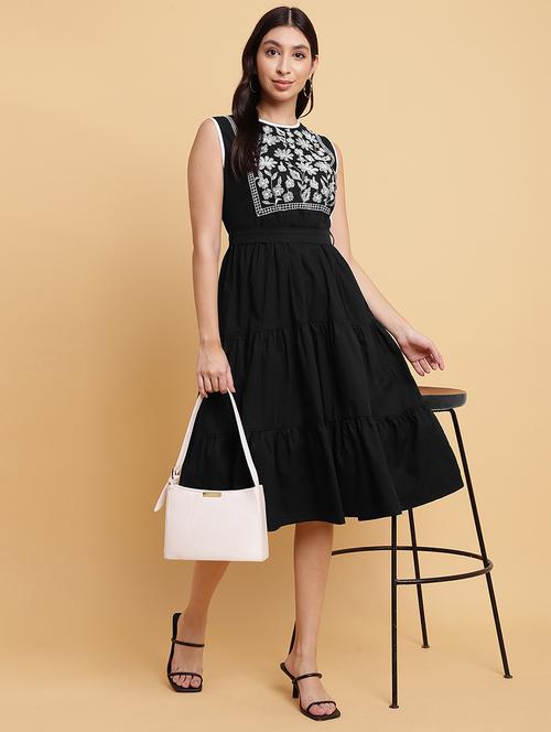 women embroidered sleeveless tiered dress - 21709536 -  Standard Image - 0