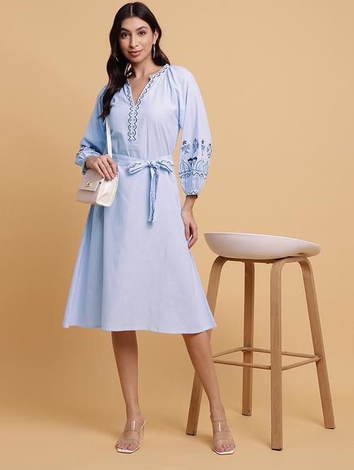 women embroidered puff sleeves a-line dress - 21709538 -  Standard Image - 0