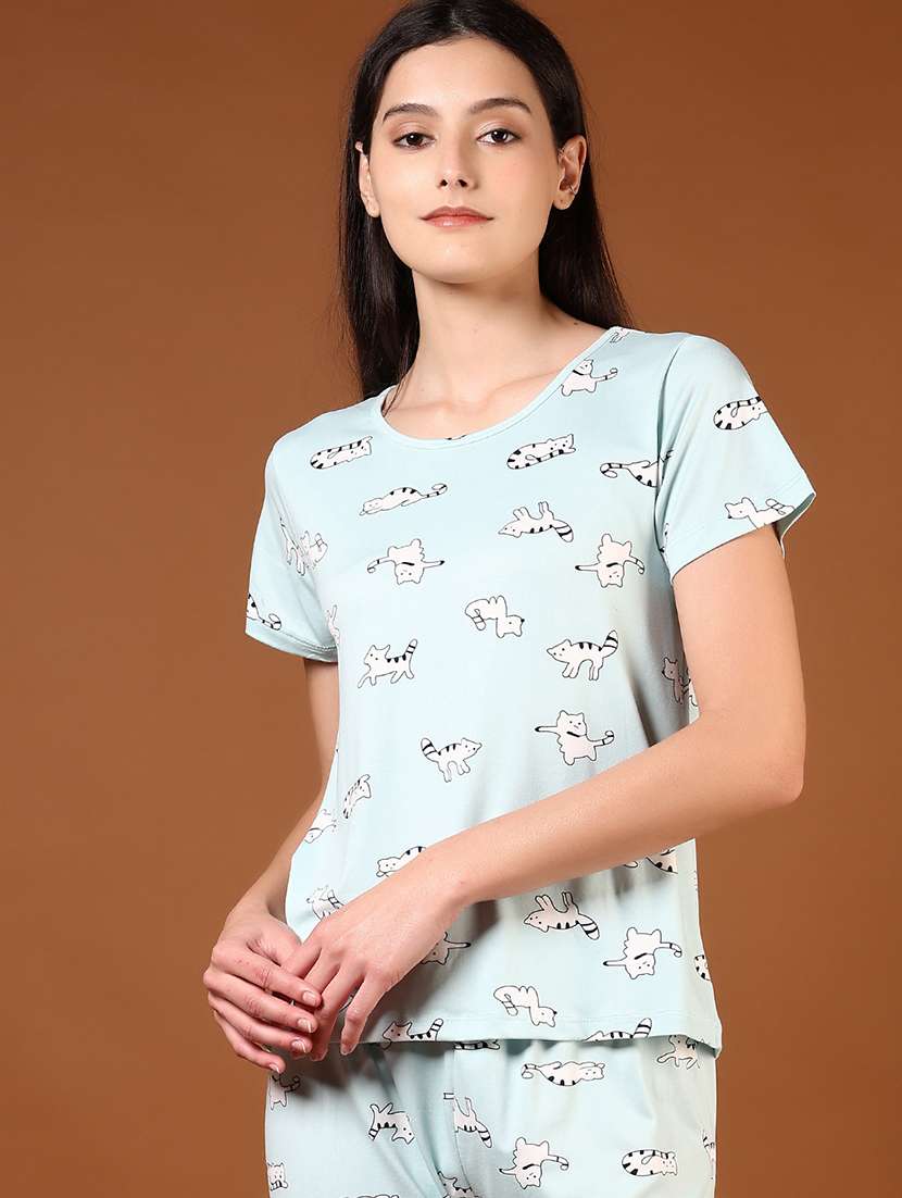 women printed nightwear capri set - 21709659 -  Standard Image - 2