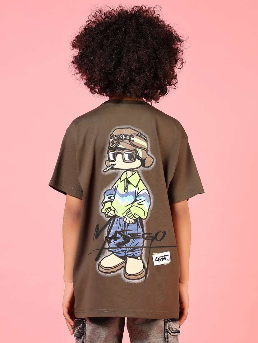 boys front & back printed round neck t-shirt