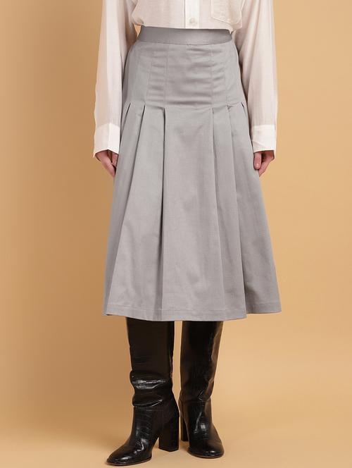 women solid high rise pleated skirt - 21709677 - Standard Image - 0