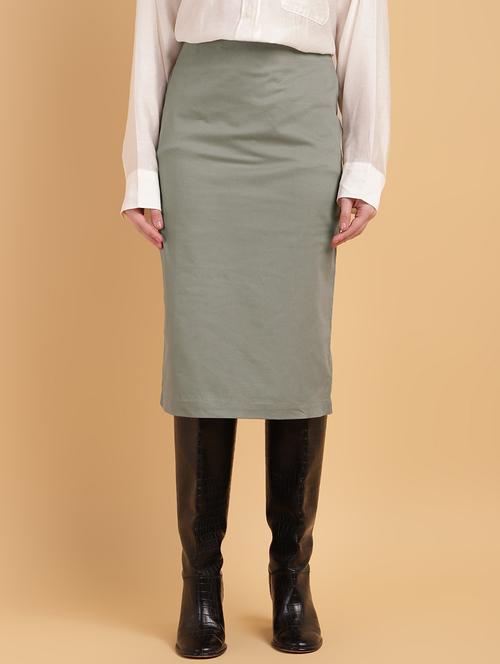 women solid high rise bodycon skirt - 21709679 - Standard Image - 0