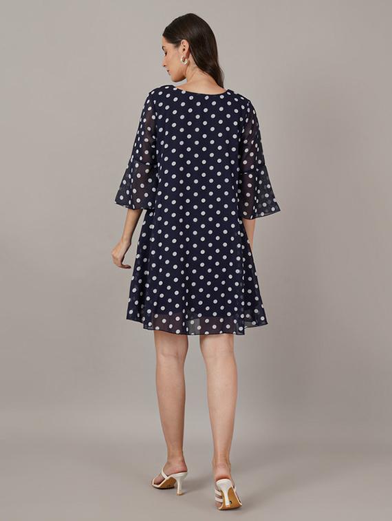 women polka doted bell sleeves a-line dress - 21709707 - Standard Image - 2