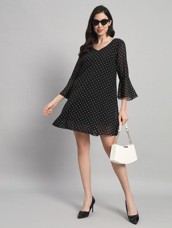 women polka doted bell sleeves a-line dress - 21709717 - Zoom Image - 0