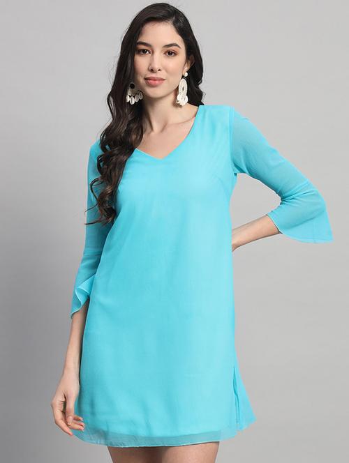 women solid bell sleeves a-line dress - 21709720 -  Standard Image - 0